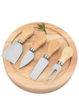 RJ Legend Round Wooden Cheese Board and Knife Set, 5-Piece