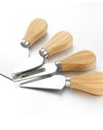 RJ Legend Round Wooden Cheese Board and Knife Set, 5-Piece