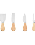 RJ Legend Round Wooden Cheese Board and Knife Set, 5-Piece
