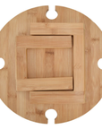 RJ Legend Portable Wooden Round Picnic Table with Wine Glass Holders, 12.6" x 16"