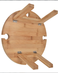 RJ Legend Portable Wooden Round Picnic Table with Wine Glass Holders, 12.6" x 16"