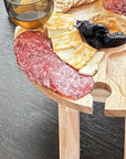 RJ Legend Portable Wooden Round Picnic Table with Wine Glass Holders, 12.6" x 16"