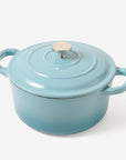 RJ Legend 1.9 Quart Cast Iron Pot, Enameled Cast Iron Pot, Dutch Oven Pot, Non-Stick, Round Braiser with Loop Handles, Blue