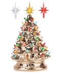 RJ Legend Ceramic Tree, Cordless Multiple Color LED Bulbs , Handcrafted - 15" Light Champagne Silver Color