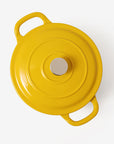 RJ Legend 1.9 Quart Cast Iron Pot, Enameled Cast Iron Pot, Dutch Oven Pot, Non-Stick, Round Braiser with Loop Handles, Mustard Yellow