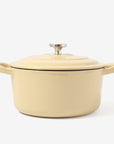 RJ Legend 1.9 Quart Cast Iron Pot, Enameled Cast Iron Pot, Dutch Oven Pot, Non-Stick, Round Braiser with Loop Handles, Beige