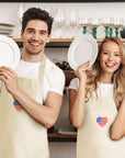 Cozyville Apron, 100% Cotton Canvas Chef Apron - USA Flag - Beige