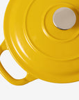 RJ Legend 1.9 Quart Cast Iron Pot, Enameled Cast Iron Pot, Dutch Oven Pot, Non-Stick, Round Braiser with Loop Handles, Mustard Yellow