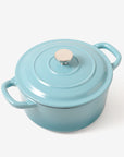 RJ Legend 1.9 Quart Cast Iron Pot, Enameled Cast Iron Pot, Dutch Oven Pot, Non-Stick, Round Braiser with Loop Handles, Blue