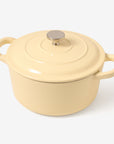 RJ Legend 1.9 Quart Cast Iron Pot, Enameled Cast Iron Pot, Dutch Oven Pot, Non-Stick, Round Braiser with Loop Handles, Beige