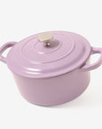 RJ Legend 1.9 Quart Cast Iron Pot, Enameled Cast Iron Pot, Dutch Oven Pot, Non-Stick, Round Braiser with Loop Handles, Purple