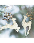 RJ Legend Graceful Reindeer Ornaments, Small Holiday Decoration, Metal Christmas Decorations, Hanging Winter Decorations, 2 Assorted