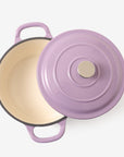 RJ Legend 1.9 Quart Cast Iron Pot, Enameled Cast Iron Pot, Dutch Oven Pot, Non-Stick, Round Braiser with Loop Handles, Purple