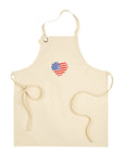 Cozyville Apron, 100% Cotton Canvas Chef Apron - USA Flag - Beige
