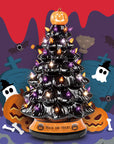 RJ Legend Ceramic Tree, 15" Handcraft Cordless with Pumpkin Head, LED Light Bulbs, - Black