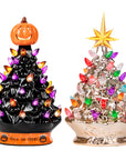 RJ Legend Handcrafted Ceramic Trees, Cordless with LEDs, Set of 2