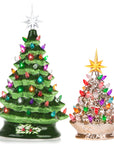 RJ Legend Ceramic Tree, Cordless with Multicolor LEDs, 2pcs Set - 15" & 9"