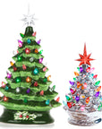 RJ Legend Ceramic Tree, Cordless with Multicolor LEDs, 2pcs Set - 15" & 9"