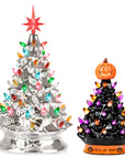 RJ Legend Ceramic Tree, Cordless with Multicolor LEDs, 2pcs Set - 15" & 9"