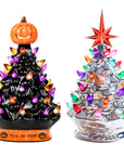 RJ Legend Handcrafted Ceramic Trees, Cordless with LEDs, Set of 2