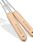 RJ Legend Stainless Steel With Wooden Handle Kitchen Utensil , 2 Pcs Set - Skimmer Strainer - Pasta Basket