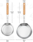 RJ Legend Stainless Steel With Wooden Handle Kitchen Utensil , 2 Pcs Set - Skimmer Strainer - Pasta Basket