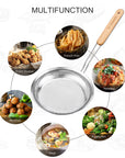 RJ Legend Stainless Steel With Wooden Handle Kitchen Utensil , 2 Pcs Set - Skimmer Strainer - Pasta Basket