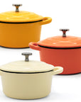 RJ Legend Mini Dutch Oven Pot, Round Cocotte, 5.5-Inch - 8.5 oz, 2Pcs and 3Pcs Set