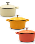 RJ Legend Mini Dutch Oven Pot, Round Cocotte, 5.5-Inch - 8.5 oz, 2Pcs and 3Pcs Set