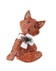 RJ Legend Orange Fox Fuzzy Fabric Rattan Decoration Lighted Display For Home, Room and Outdoor Decor, Christmas Decorations