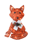 RJ Legend Orange Fox Fuzzy Fabric Rattan Decoration Lighted Display For Home, Room and Outdoor Decor, Christmas Decorations