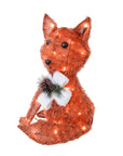 RJ Legend Orange Fox Fuzzy Fabric Rattan Decoration Lighted Display For Home, Room and Outdoor Decor, Christmas Decorations