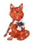 RJ Legend Orange Fox Fuzzy Fabric Rattan Decoration Lighted Display For Home, Room and Outdoor Decor, Christmas Decorations