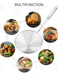RJ Legend 304 Stainless Steel Pasta Strainer, Mesh Strainer, Oil Skimmer