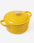 RJ Legend 1.9 Quart Cast Iron Pot, Enameled Cast Iron Pot, Dutch Oven Pot, Non-Stick, Round Braiser with Loop Handles, Mustard Yellow