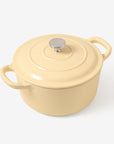 RJ Legend 1.9 Quart Cast Iron Pot, Enameled Cast Iron Pot, Dutch Oven Pot, Non-Stick, Round Braiser with Loop Handles, Beige