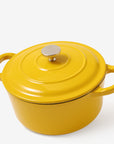 RJ Legend 1.9 Quart Cast Iron Pot, Enameled Cast Iron Pot, Dutch Oven Pot, Non-Stick, Round Braiser with Loop Handles, Mustard Yellow