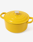 RJ Legend 1.9 Quart Cast Iron Pot, Enameled Cast Iron Pot, Dutch Oven Pot, Non-Stick, Round Braiser with Loop Handles, Mustard Yellow