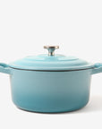 RJ Legend 1.9 Quart Cast Iron Pot, Enameled Cast Iron Pot, Dutch Oven Pot, Non-Stick, Round Braiser with Loop Handles, Blue