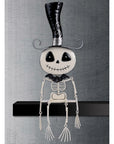 RJ Legend Smiling Skeleton Shelf Sitter, Halloween Decorations, Metal Figure, Table and Ledge Home Decor, Spooky Halloween Ornament