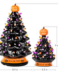 RJ Legend Ceramic Tree, 9" Handcraft Cordless with Pumpkin Head, LED Light Bulbs, - Black