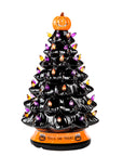 RJ Legend Ceramic Tree, 15" Handcraft Cordless with Pumpkin Head, LED Light Bulbs, - Black
