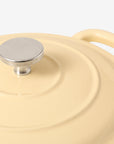 RJ Legend 1.9 Quart Cast Iron Pot, Enameled Cast Iron Pot, Dutch Oven Pot, Non-Stick, Round Braiser with Loop Handles, Beige