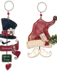 RJ Legend Hat Ornaments, Small Holiday Decoration, Metal Christmas Decorations, Hanging Winter Decorations, 2 Assorted