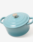 RJ Legend 1.9 Quart Cast Iron Pot, Enameled Cast Iron Pot, Dutch Oven Pot, Non-Stick, Round Braiser with Loop Handles, Blue