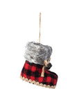 RJ Legend Red Plaid Snow Boots Ornament, Christmas Ornaments, Holiday Decorations, Hanging Decor, Christmas Decor