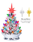 RJ Legend Handcrafted Ceramic Tree, Cordless with LED Bulbs - 9" Silver