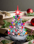 RJ Legend Handcrafted Ceramic Tree, Cordless with LED Bulbs - 9" Silver