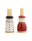 RJ Legend Snow Day Toothpick Ceramic Holders, Toothpick Holder, Christmas Decor, Kitchen Organizer, Stoneware Set of 2, Assorted