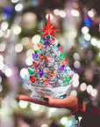 RJ Legend Handcrafted Ceramic Tree, Cordless with LED Bulbs - 9" Silver